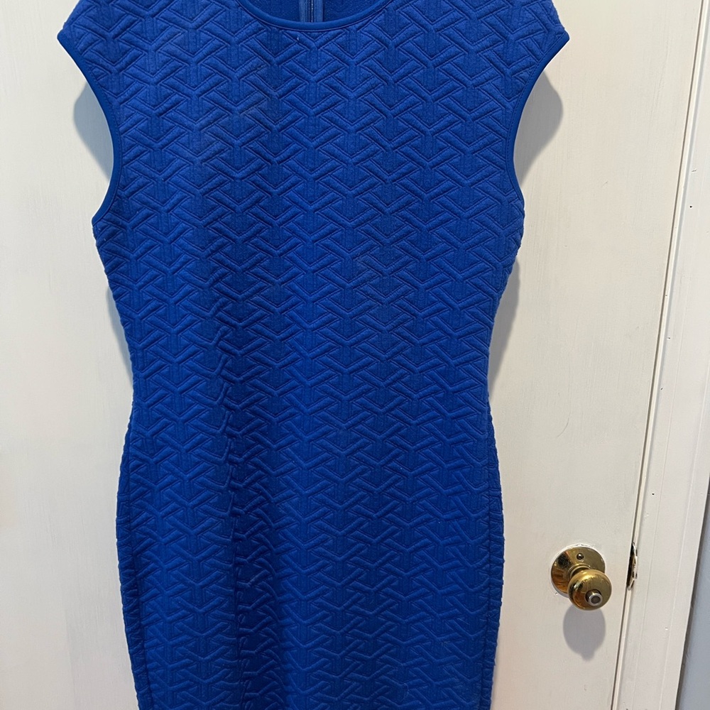 Topshop Blue Sheath Mini Dress Cap Sleeve Crew Neck